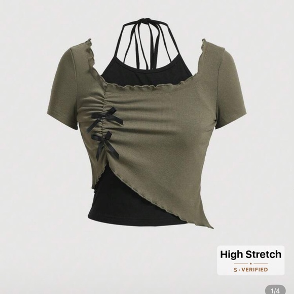 Tops - Olive Green Ruched Women's Top
